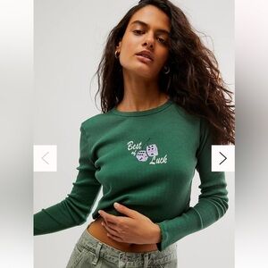 Free People Daydreamer Best Of Luck Pointelle Long Sleeve Size Small NWT